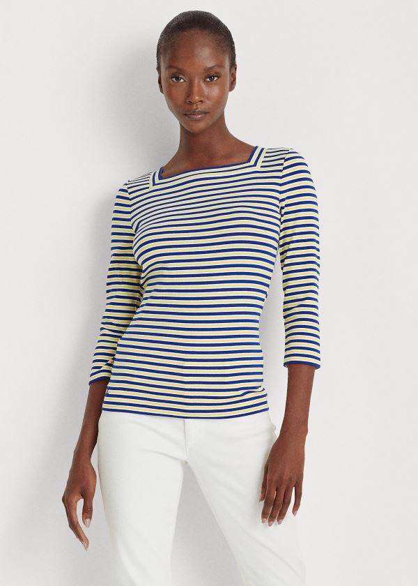 Ralph Lauren Striped Cotton-Blend Top Dame Danmark (LKEVF3159)